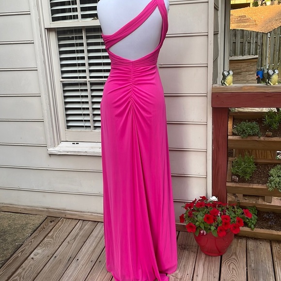 Hailey by Adrianne Papell One Shoulder Pink Dress size 4 - Picture 12 of 16